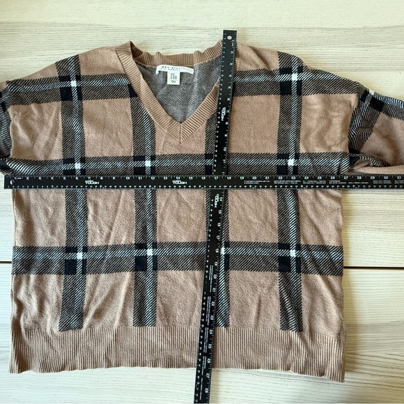 Max Studio brown black pullover plaid v-neck sweater plus size 2X - Picture 4 of 7